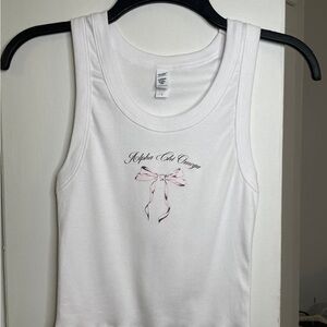 Alpha Chi Omega Los Angeles Apparel White Tank Top with Pink Bow